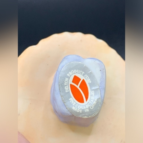 Vintage Delton Products Bunny Rabbit Girl Peach yellow Holding Stuffy Figurine - Picture 2 of 6